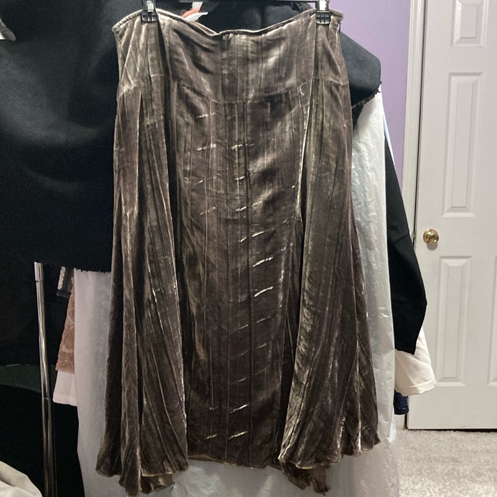 Asymmetrical Velour Midi Skirt